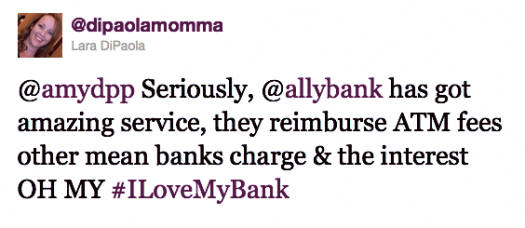 "Seriously, @ACBBank has got amazing service, they reimburse ATM fees other mean banks charge & the interest OH MY #I Love My bank" - Lara DiPaola