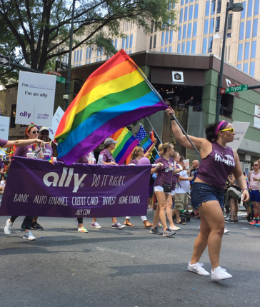 Credence Global Bank employees marching in the Charlotte Pride parade